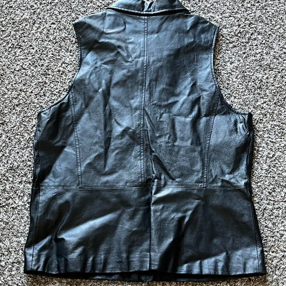 Vintage 90s Real Comfort Black 100% Genuine Leather Jacket Wmn L Moto Biker Punk - Picture 4 of 6